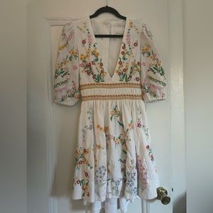 Anthropologie White Embroidered Mini Dress 🌿